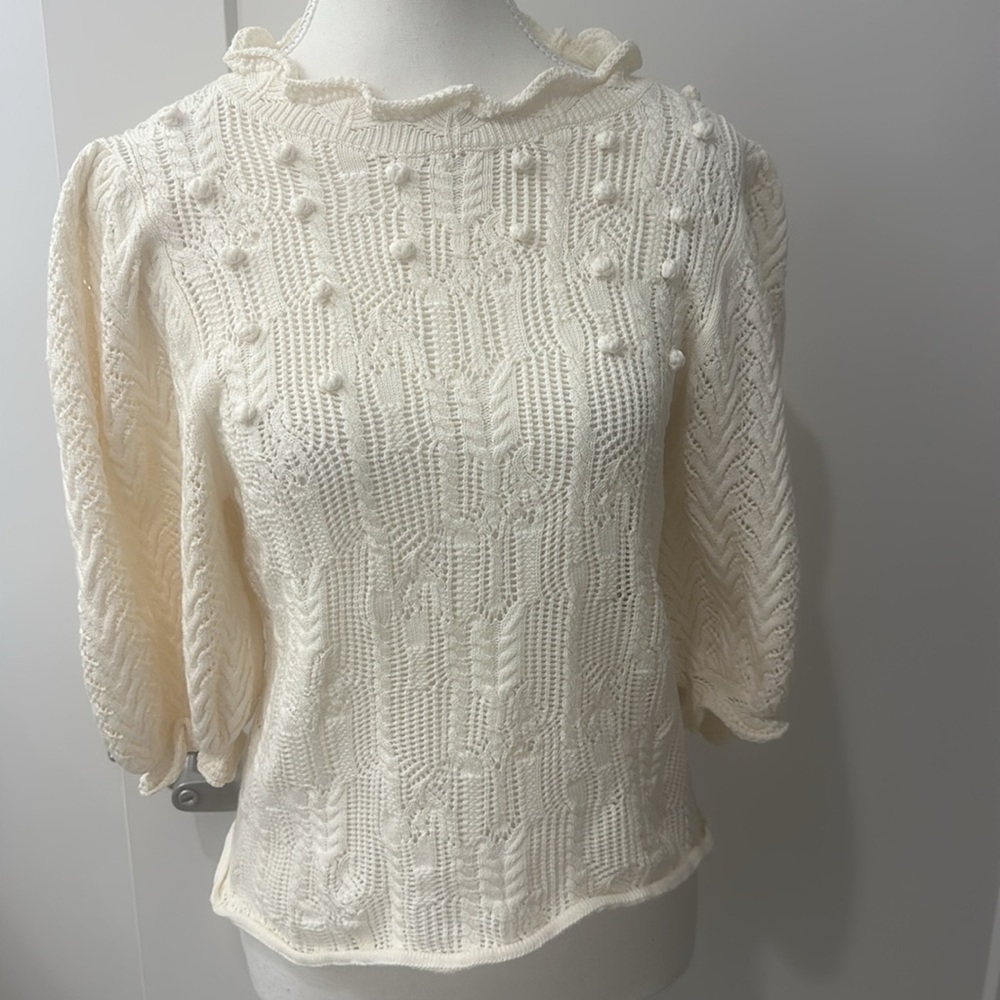 Ulla Johnson Coralie pointelle knit top size large NWT